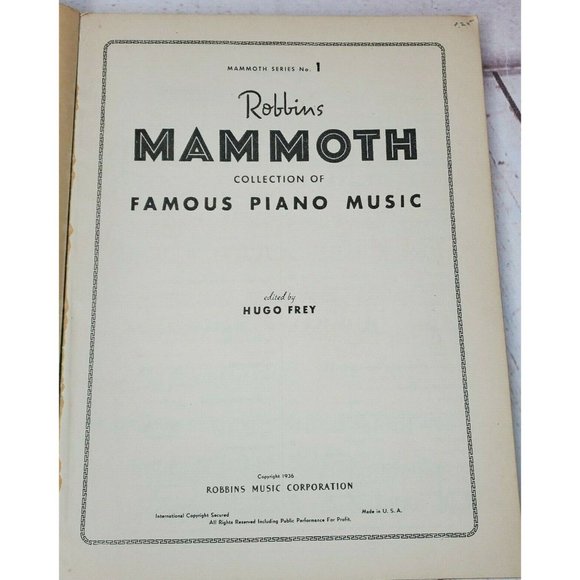 1936 Mammoth Series #1 Robbins Mammoth Collection Of Famous Piano Music Book - Picture 8 of 12